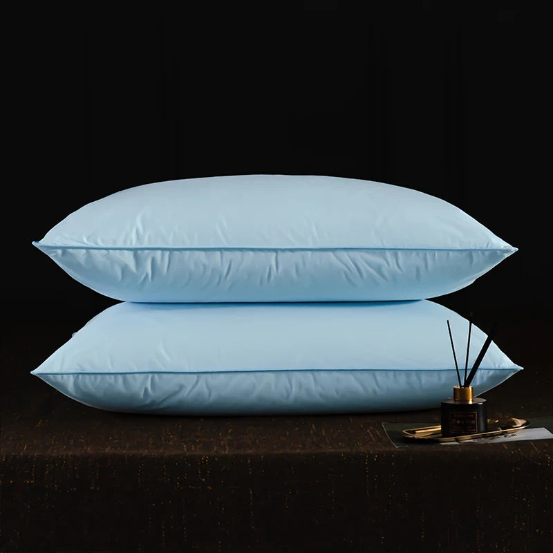 Luxury Goose Feather & Down Pillow Set – 2-Piece Premium Bed Pillow Inserts with 100% Cotton Shell