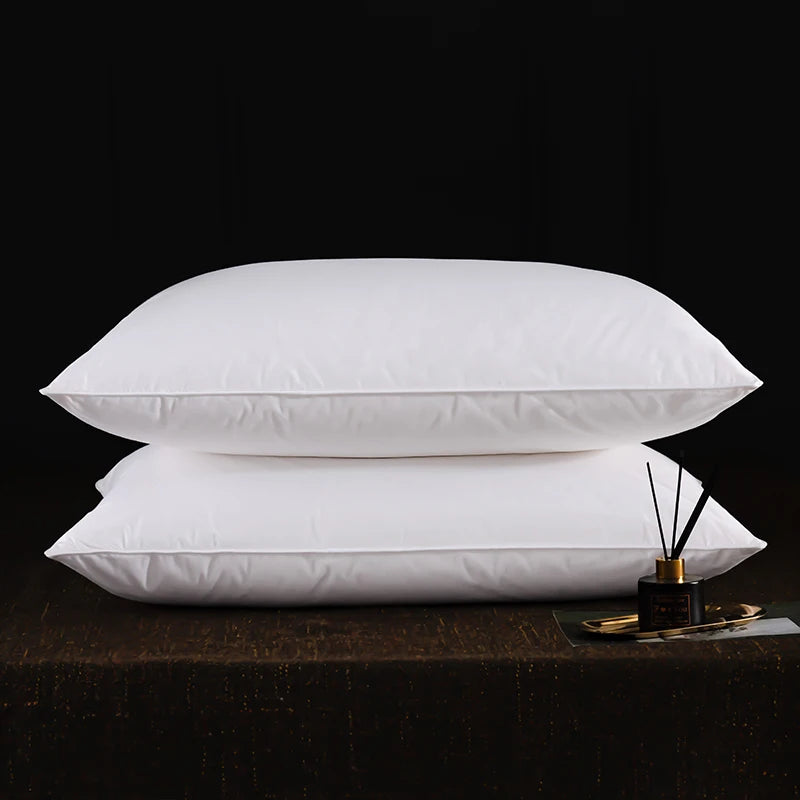 Luxury Goose Feather & Down Pillow Set – 2-Piece Premium Bed Pillow Inserts with 100% Cotton Shell
