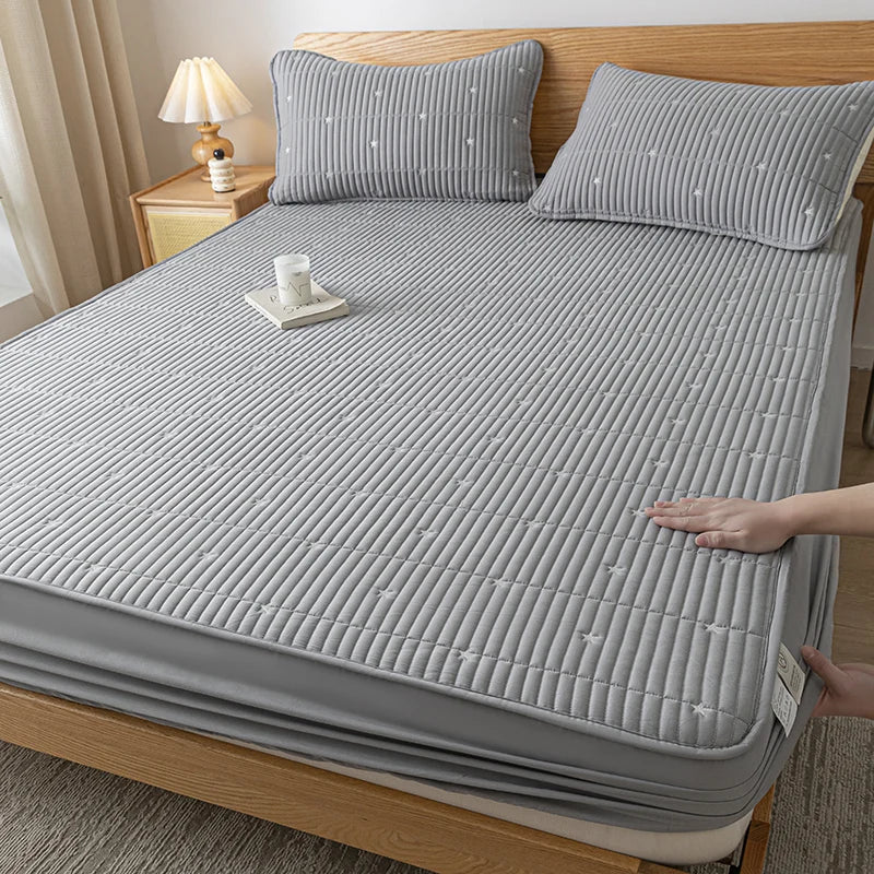 Ultrasonic Waterproof Embroidered Mattress Protector –  Elastic Band & Deep Pocket Design