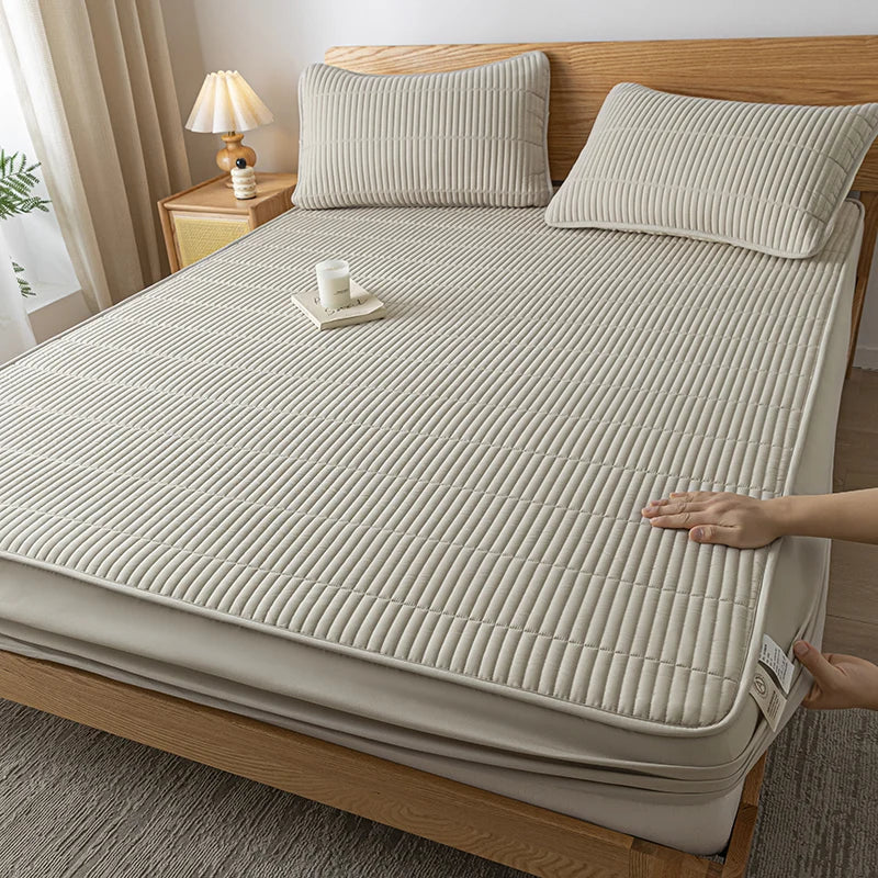 Ultrasonic Waterproof Embroidered Mattress Protector –  Elastic Band & Deep Pocket Design