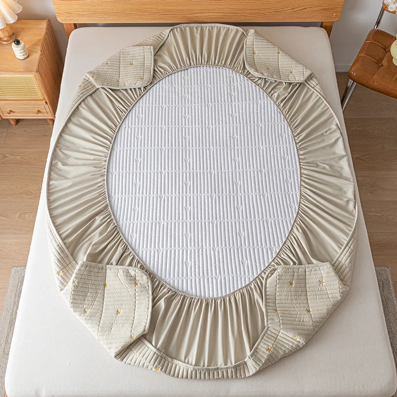 Ultrasonic Waterproof Embroidered Mattress Protector –  Elastic Band & Deep Pocket Design
