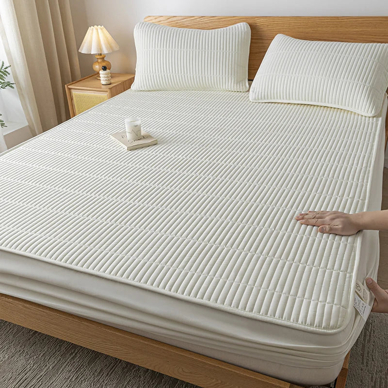 Ultrasonic Waterproof Embroidered Mattress Protector –  Elastic Band & Deep Pocket Design