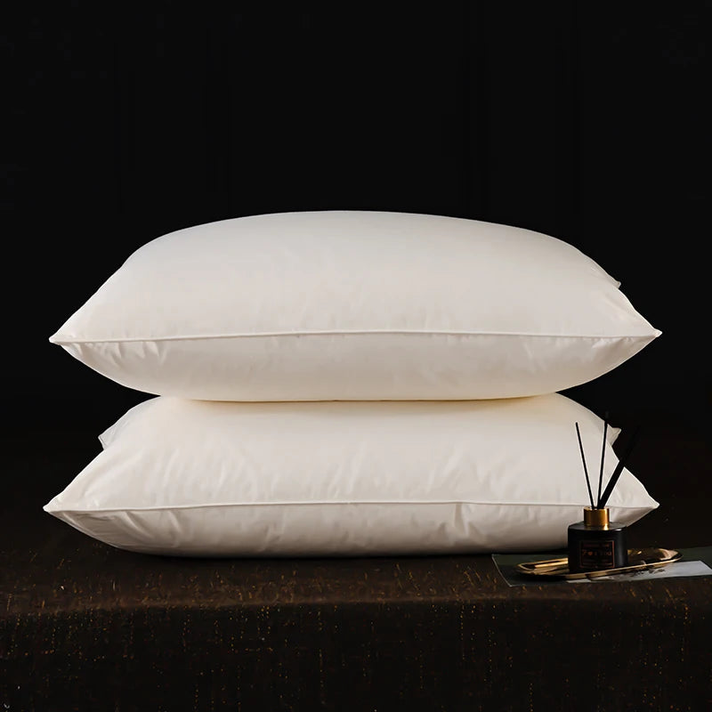 Luxury Goose Feather & Down Pillow Set – 2-Piece Premium Bed Pillow Inserts with 100% Cotton Shell