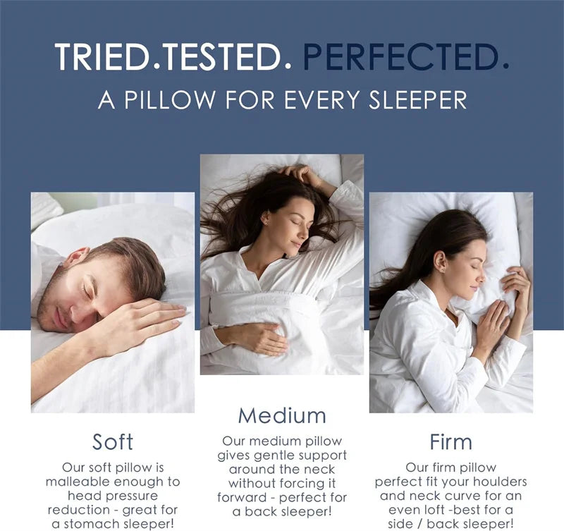 Luxury Goose Feather & Down Pillow Set – 2-Piece Premium Bed Pillow Inserts with 100% Cotton Shell