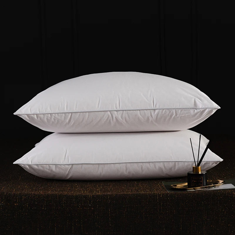 Luxury Goose Feather & Down Pillow Set – 2-Piece Premium Bed Pillow Inserts with 100% Cotton Shell
