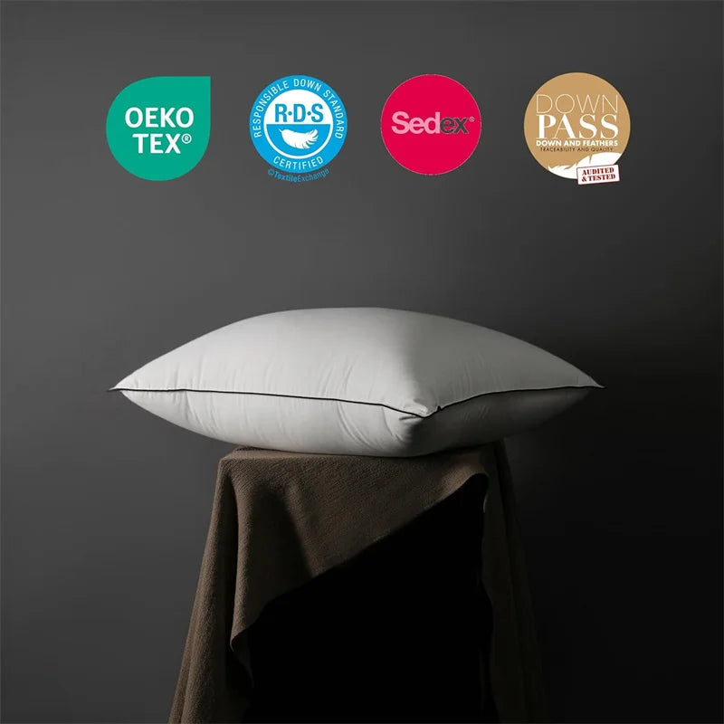 Luxury Goose Feather & Down Pillow Set – 2-Piece Premium Bed Pillow Inserts with 100% Cotton Shell