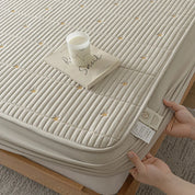 Ultrasonic Waterproof Embroidered Mattress Protector –  Elastic Band & Deep Pocket Design