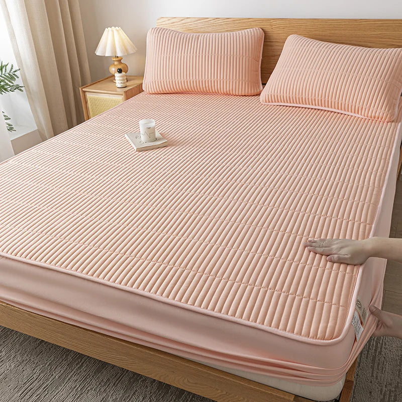 Ultrasonic Waterproof Embroidered Mattress Protector –  Elastic Band & Deep Pocket Design