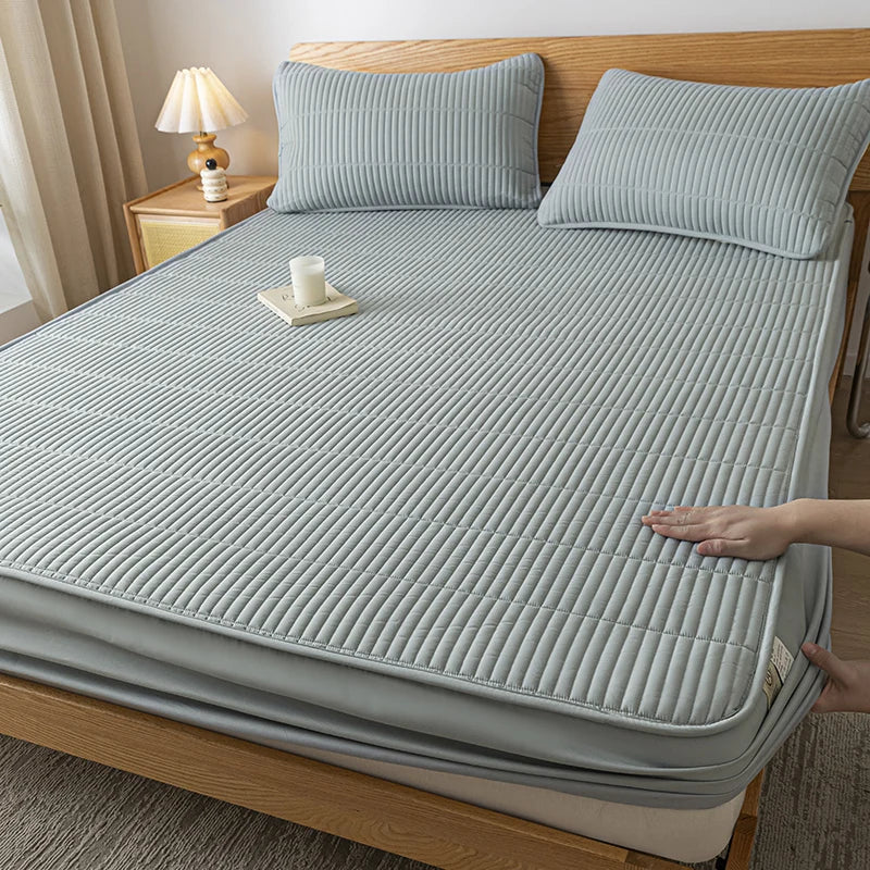 Ultrasonic Waterproof Embroidered Mattress Protector –  Elastic Band & Deep Pocket Design