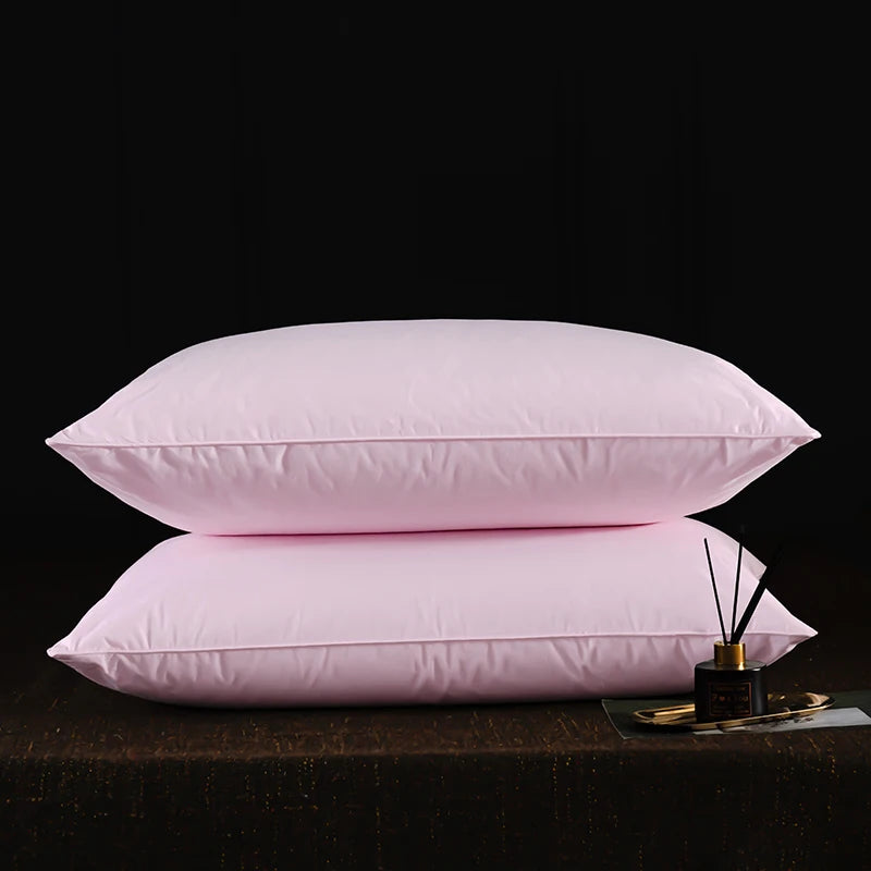 Luxury Goose Feather & Down Pillow Set – 2-Piece Premium Bed Pillow Inserts with 100% Cotton Shell