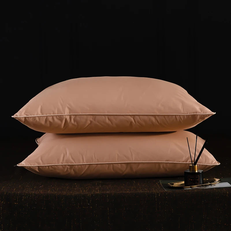Luxury Goose Feather & Down Pillow Set – 2-Piece Premium Bed Pillow Inserts with 100% Cotton Shell