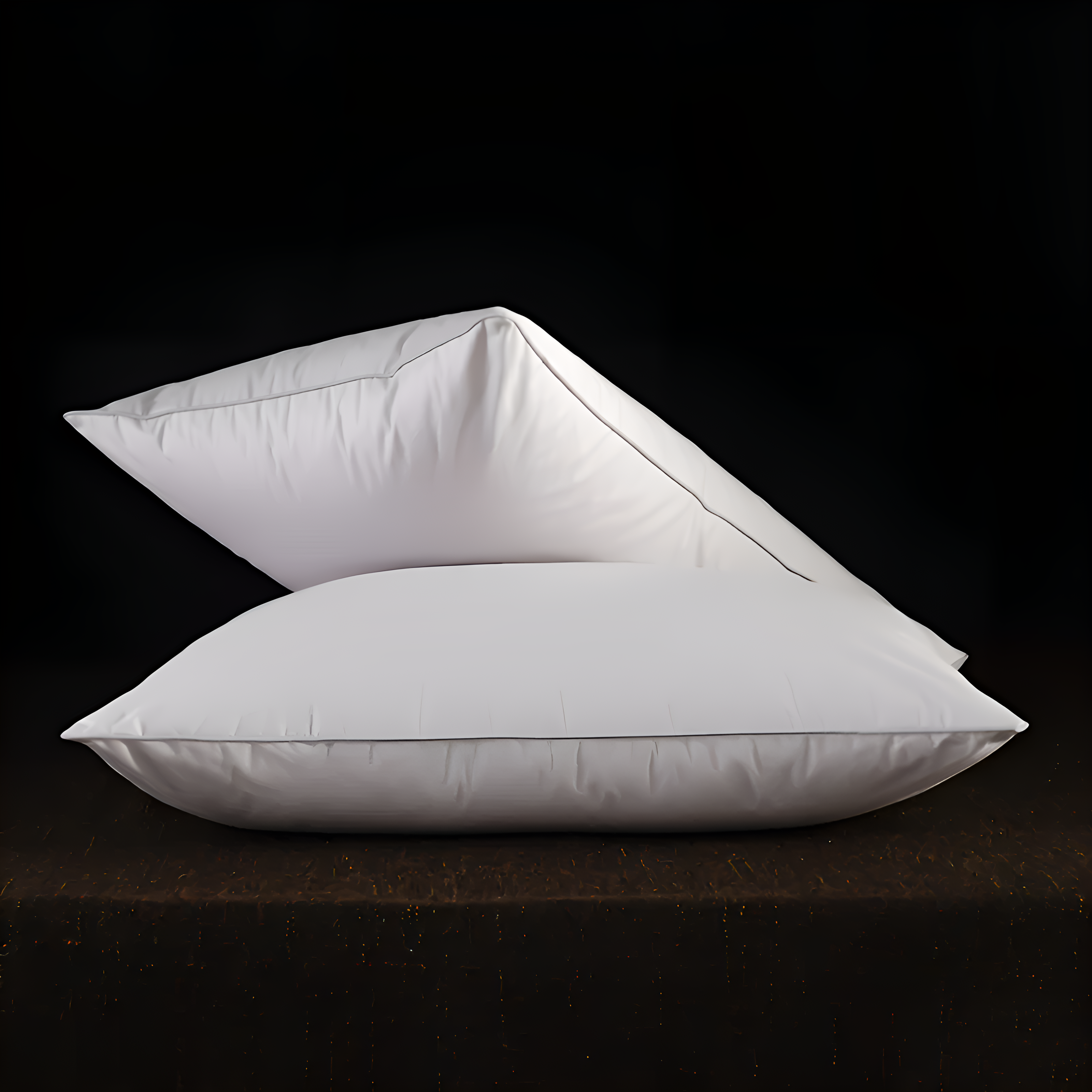 Two white pillows on a dark surface