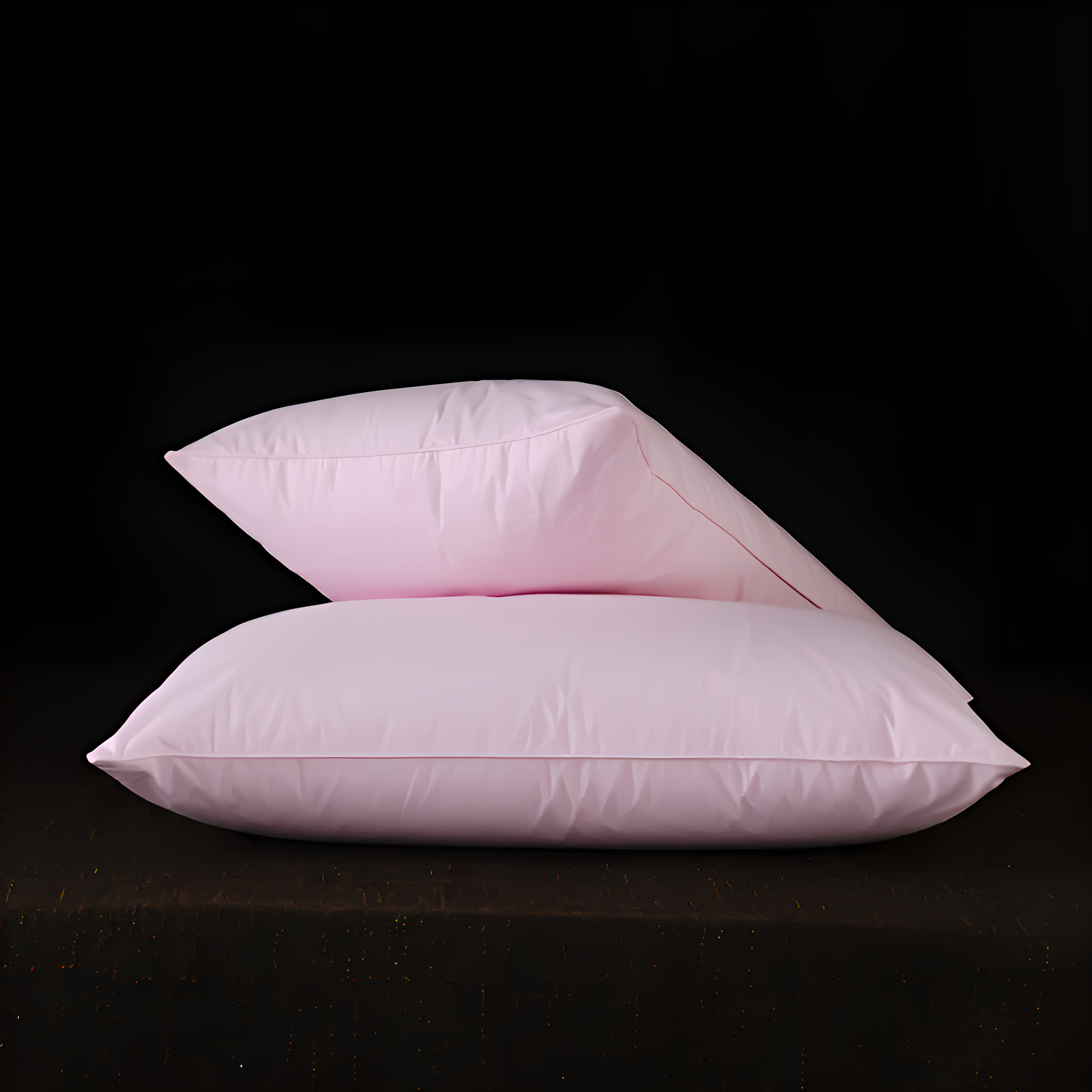 Two pink pillows on a black background